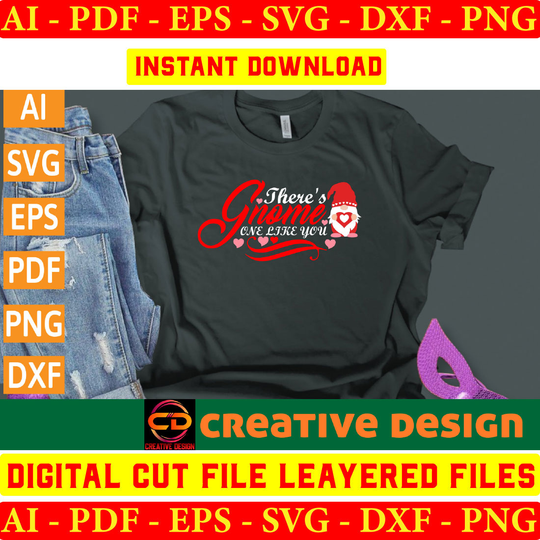 Valentine Day Gnomes SVG, Valentine Gnome SVG, Love SVG, svg Files For Cricut Silhouette preview image.