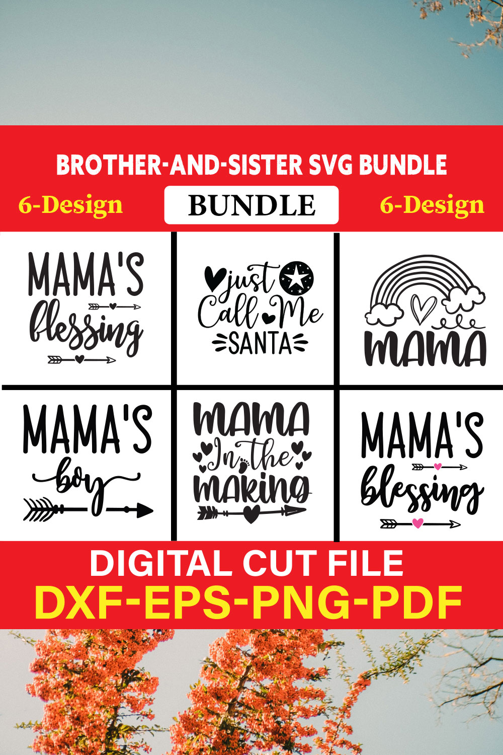 Brother-and-Sister T-shirt Design Bundle Vol-9 pinterest preview image.