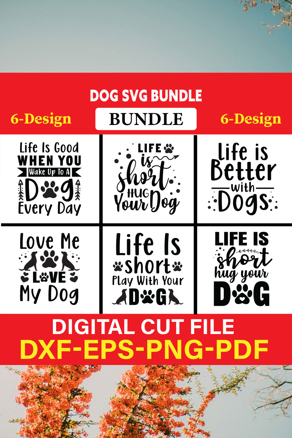 Dog T-shirt Design Bundle Vol-15 pinterest preview image.