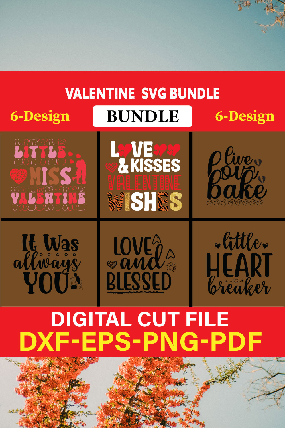 Valentine T-shirt Design Bundle Vol-14 pinterest preview image.