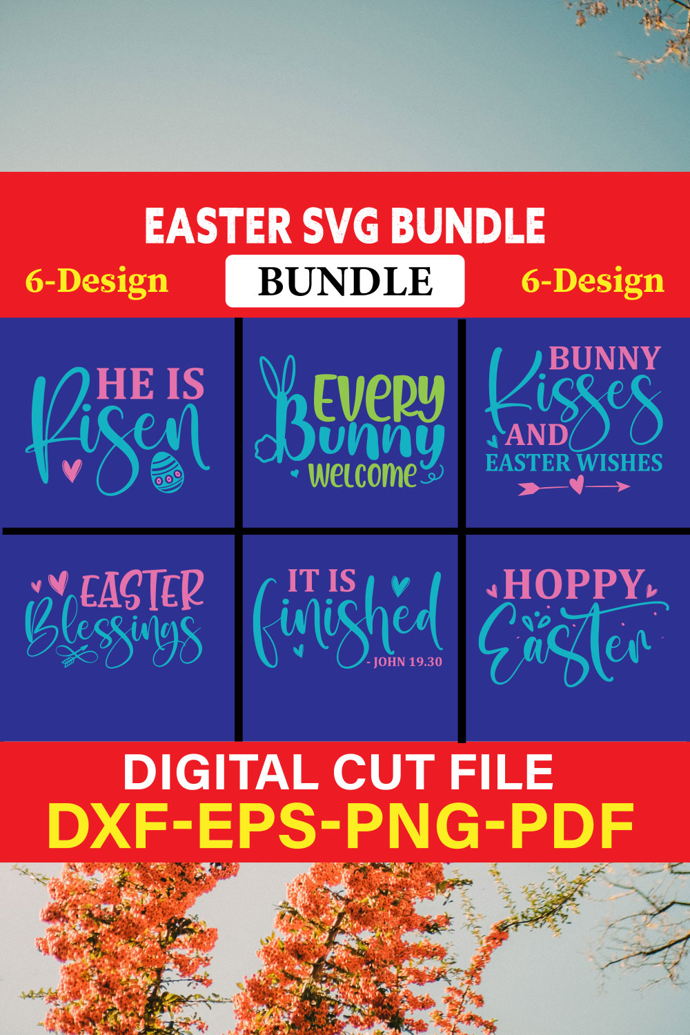 Easter T-shirt Design Bundle Vol-1 pinterest preview image.