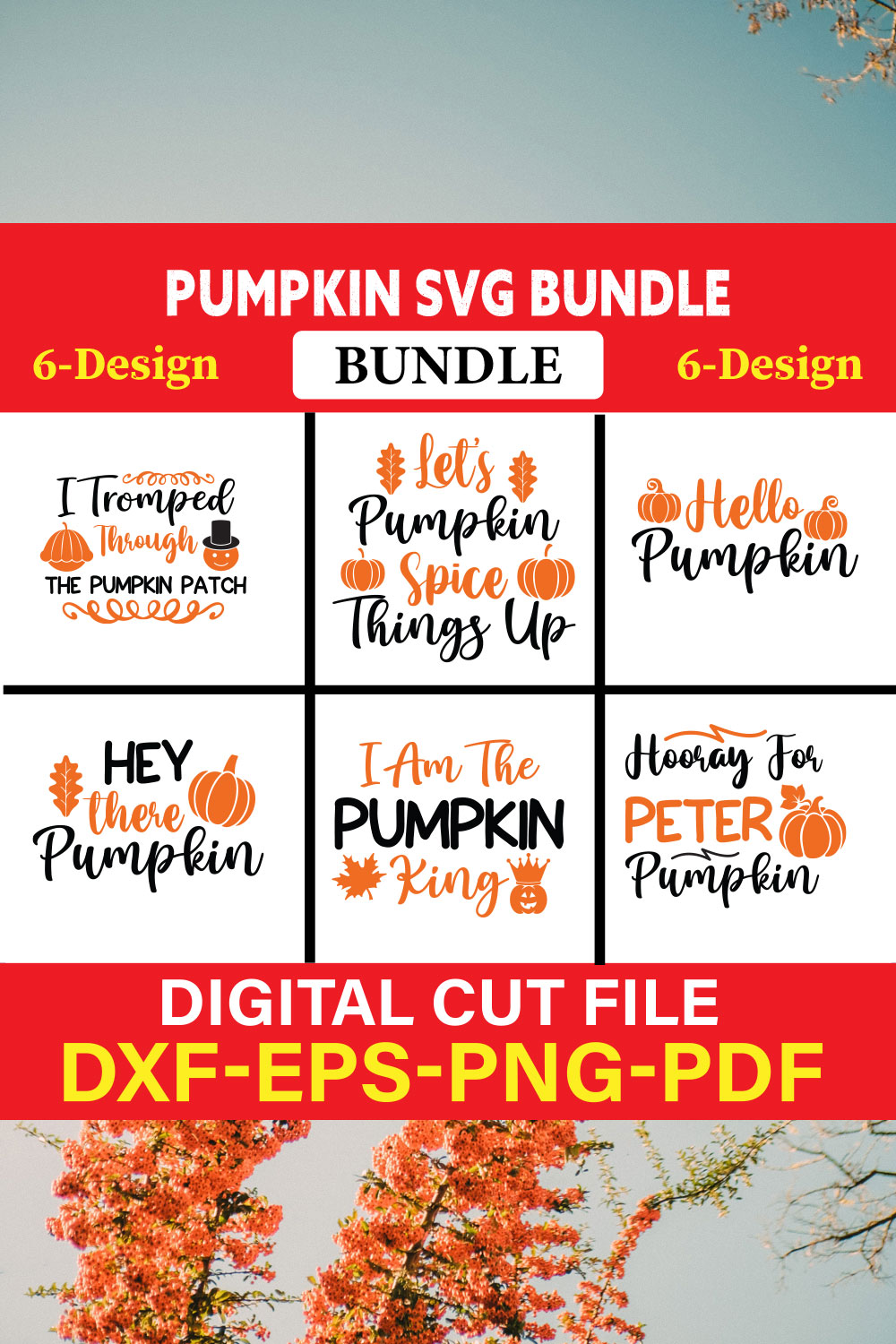 Pumpkin svg bundle T-shirt Design Bundle Vol-1 pinterest preview image.