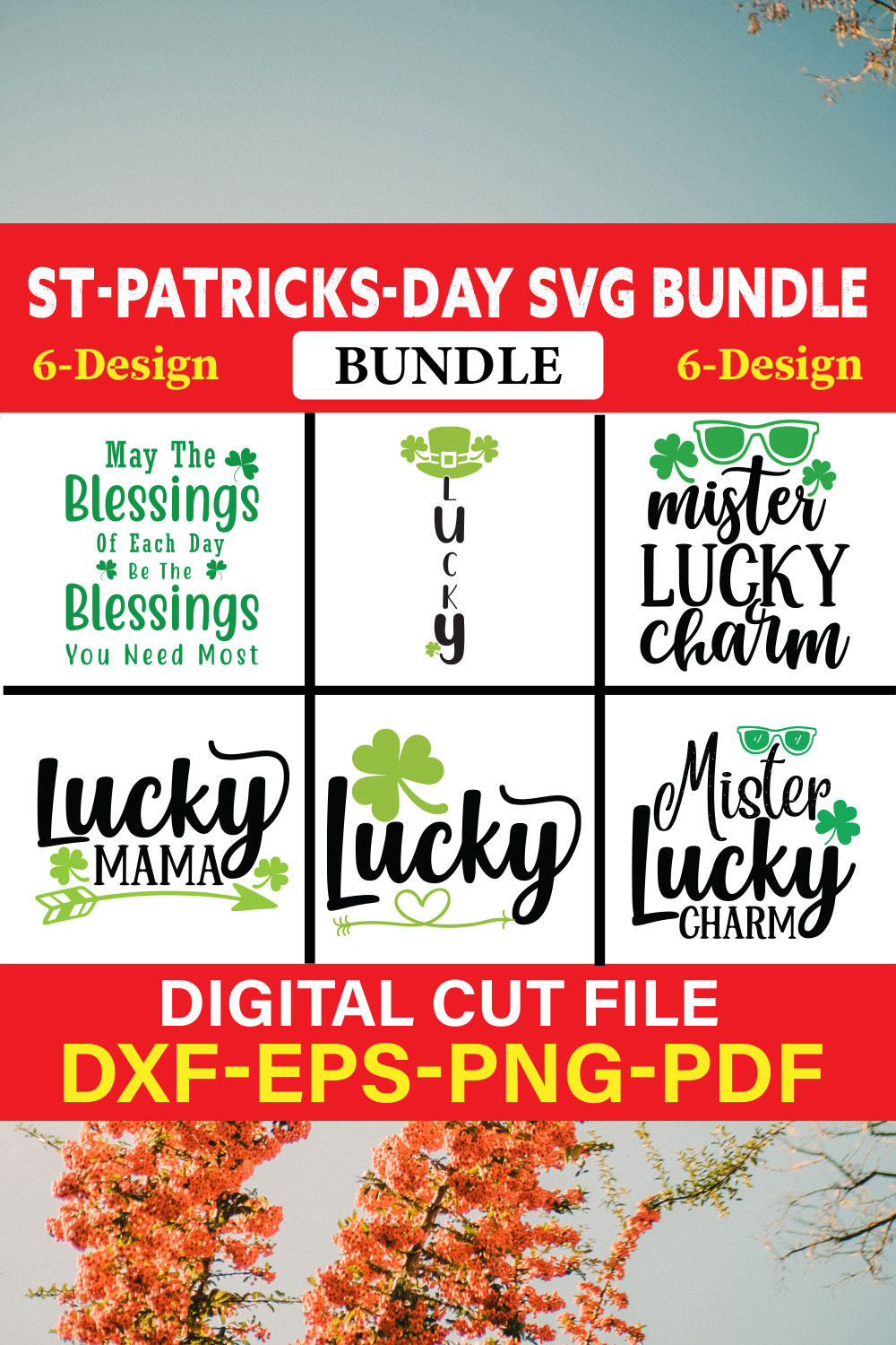 St-Patricks Day T-shirt Design Bundle Vol-7 pinterest preview image.