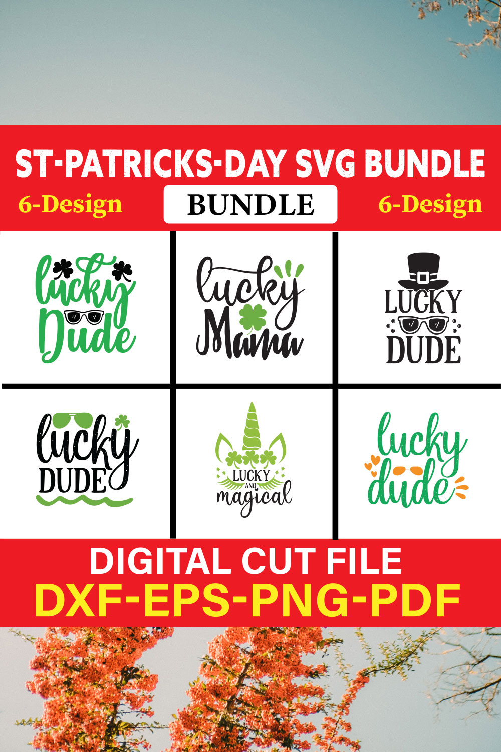 St-Patricks Day T-shirt Design Bundle Vol-6 pinterest preview image.