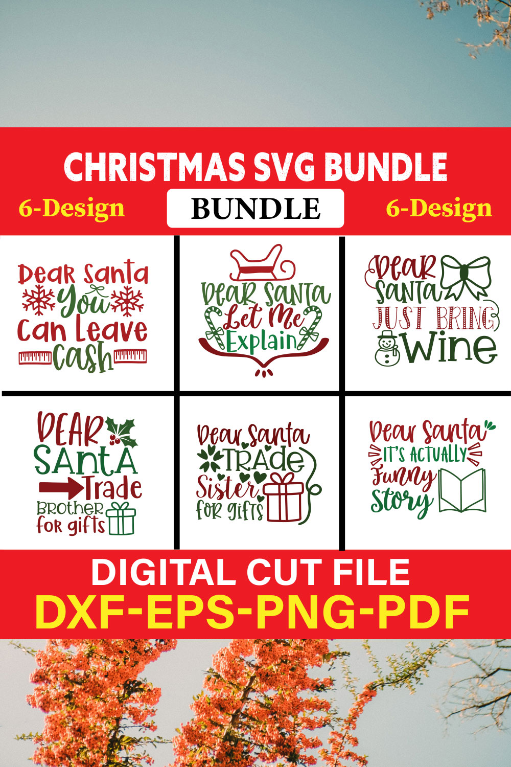 Christmas T-shirt Design Bundle Vol-19 pinterest preview image.