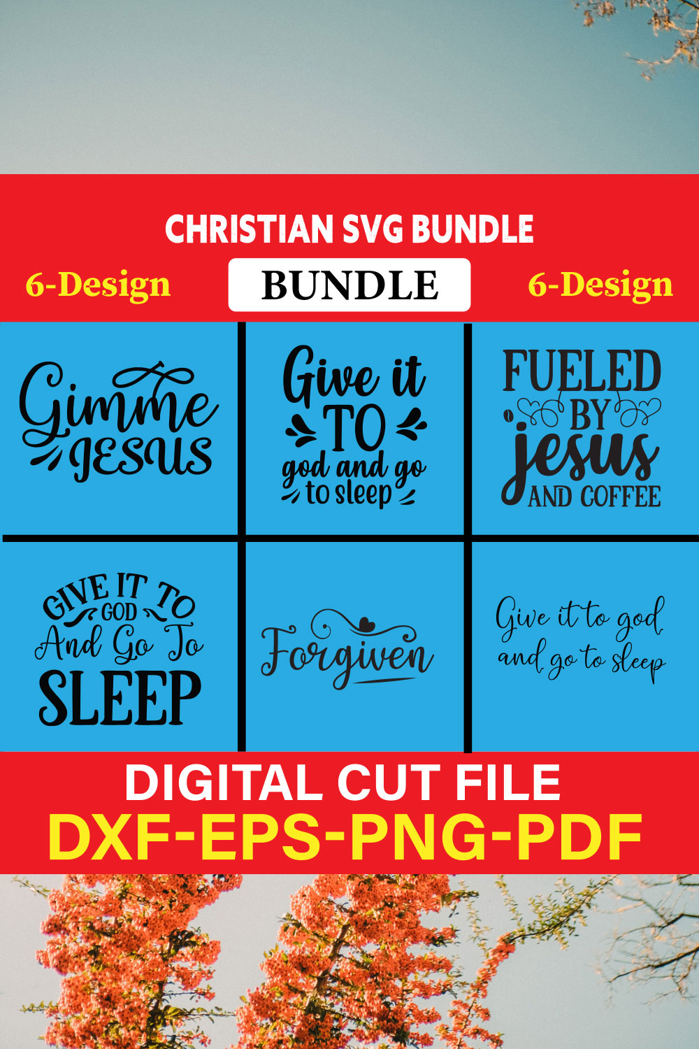 Christian T-shirt Design Bundle Vol-9 pinterest preview image.