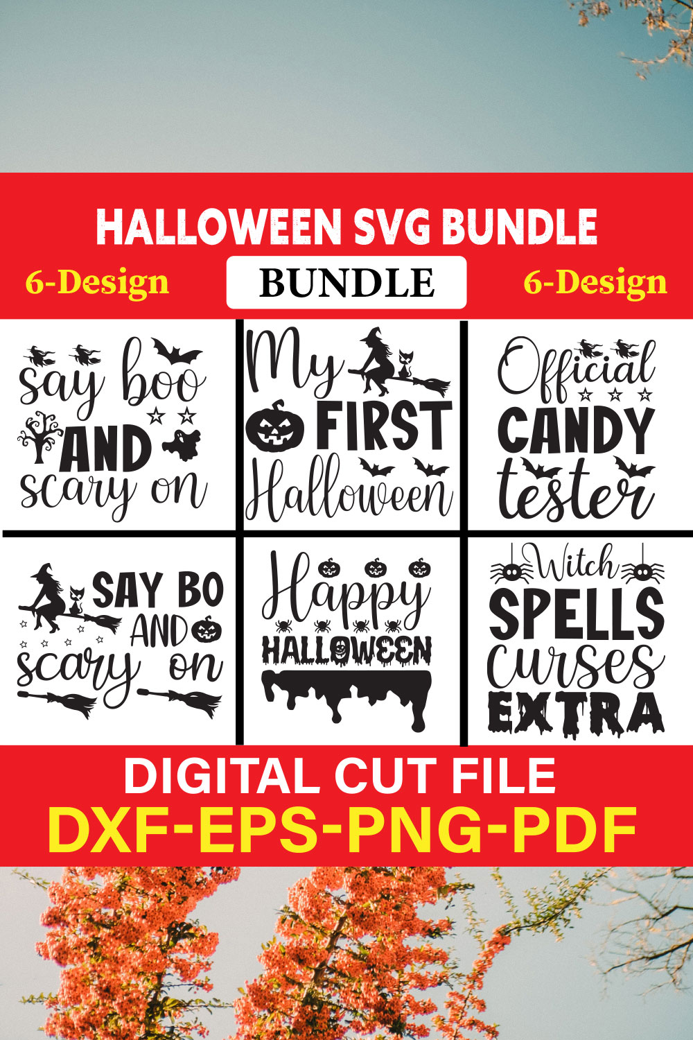 Halloween T-shirt Design Bundle Vol-7 pinterest preview image.