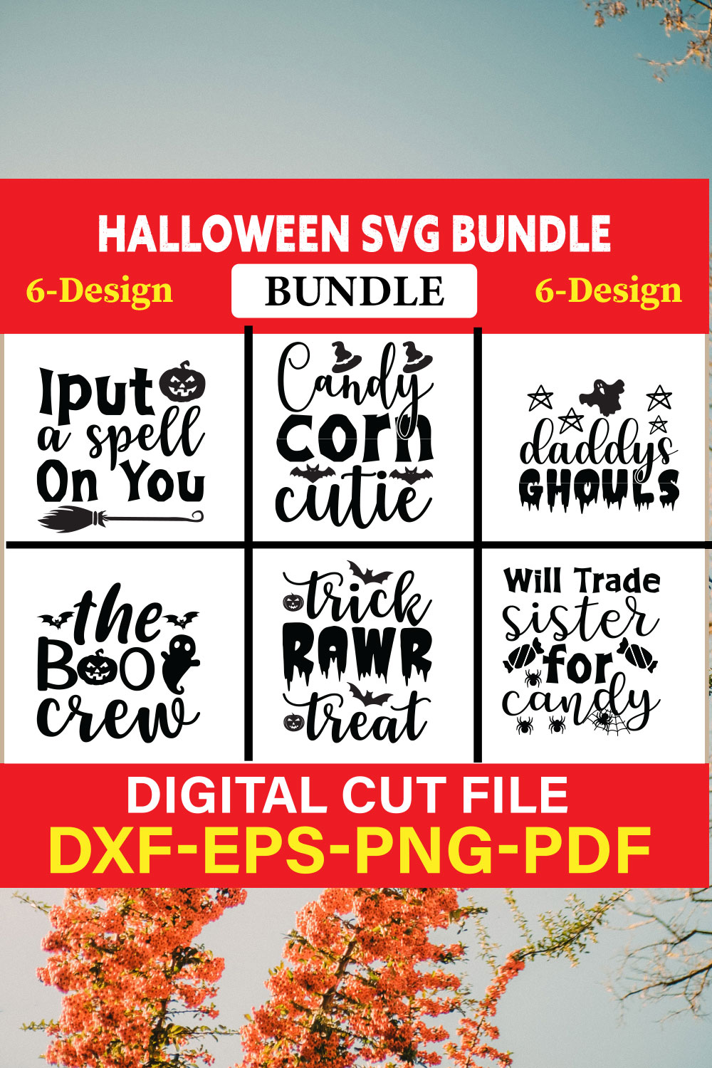 Halloween Svg Bundle, Halloween Bundle, Witch svg, Ghost svg, Pumpkin svg, Halloween Vector, Cricut, Funny Mom Svg Vol-11 pinterest preview image.