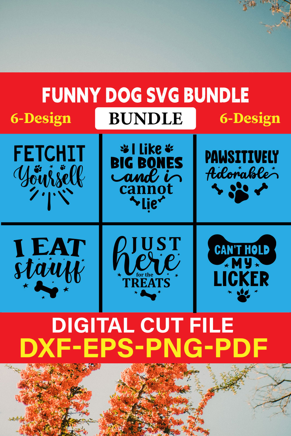 Funny Dog T-shirt Design Bundle Vol-4 pinterest preview image.