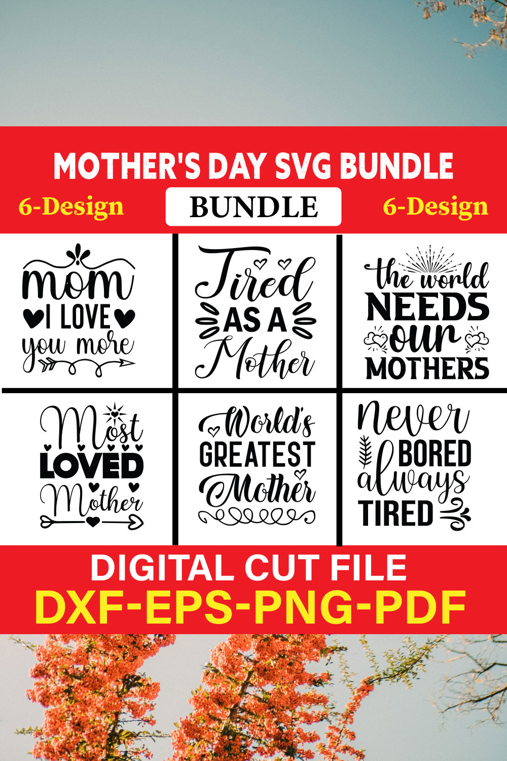 Mother's Day T-shirt Design Bundle Vol-6 pinterest preview image.