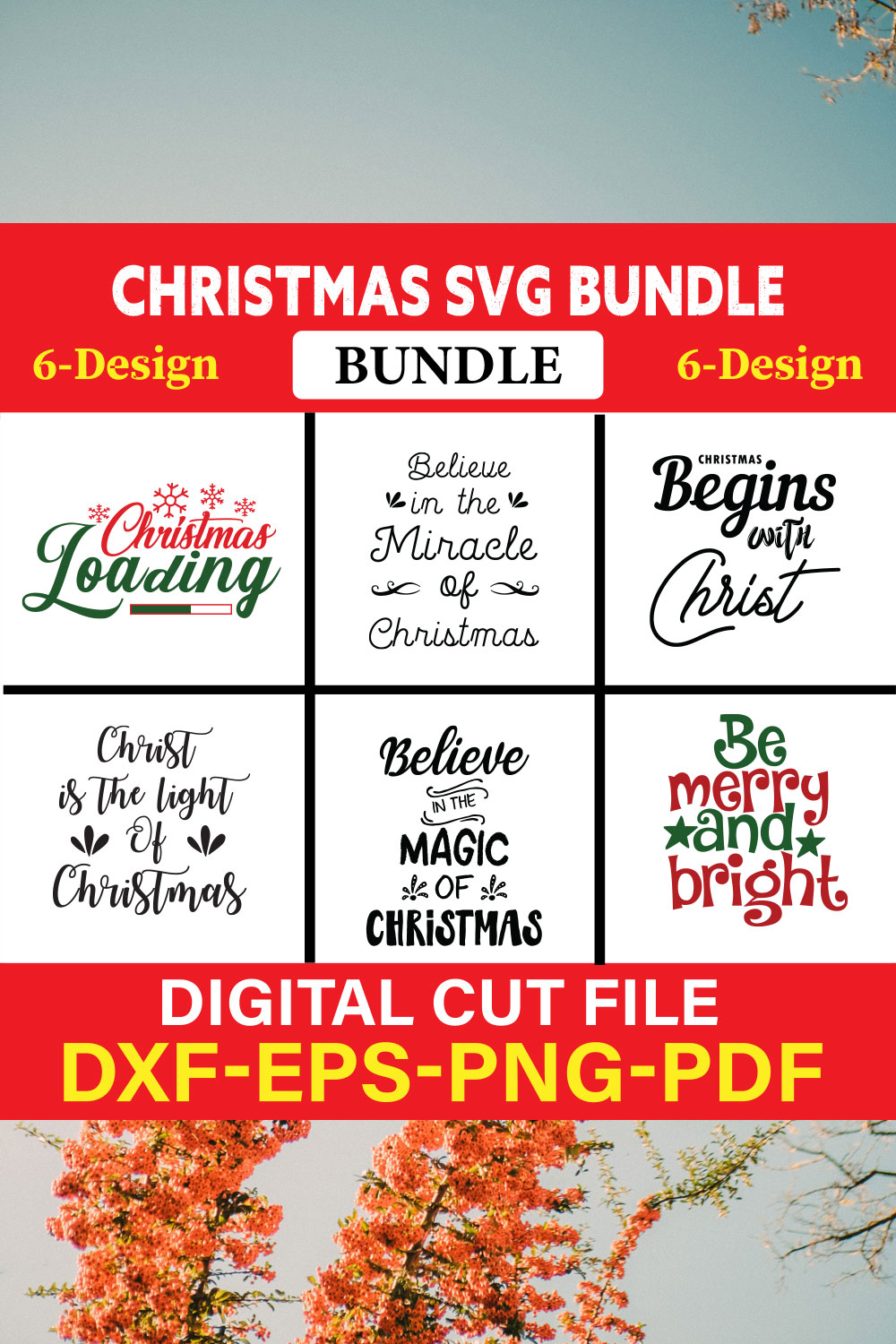 Christmas T-shirt Design Bundle Vol-46 pinterest preview image.