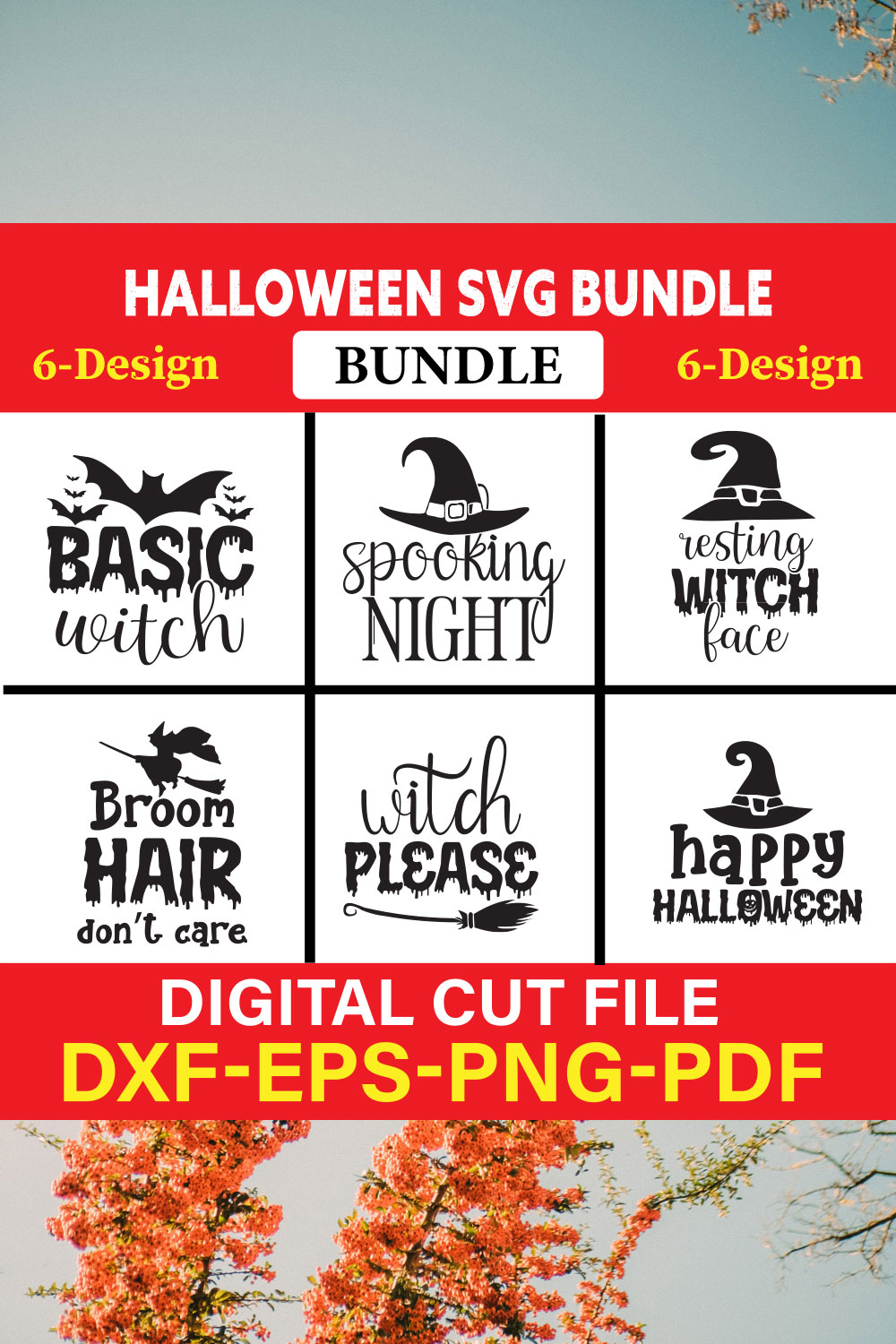 Halloween T-shirt Design Bundle Vol-18 pinterest preview image.