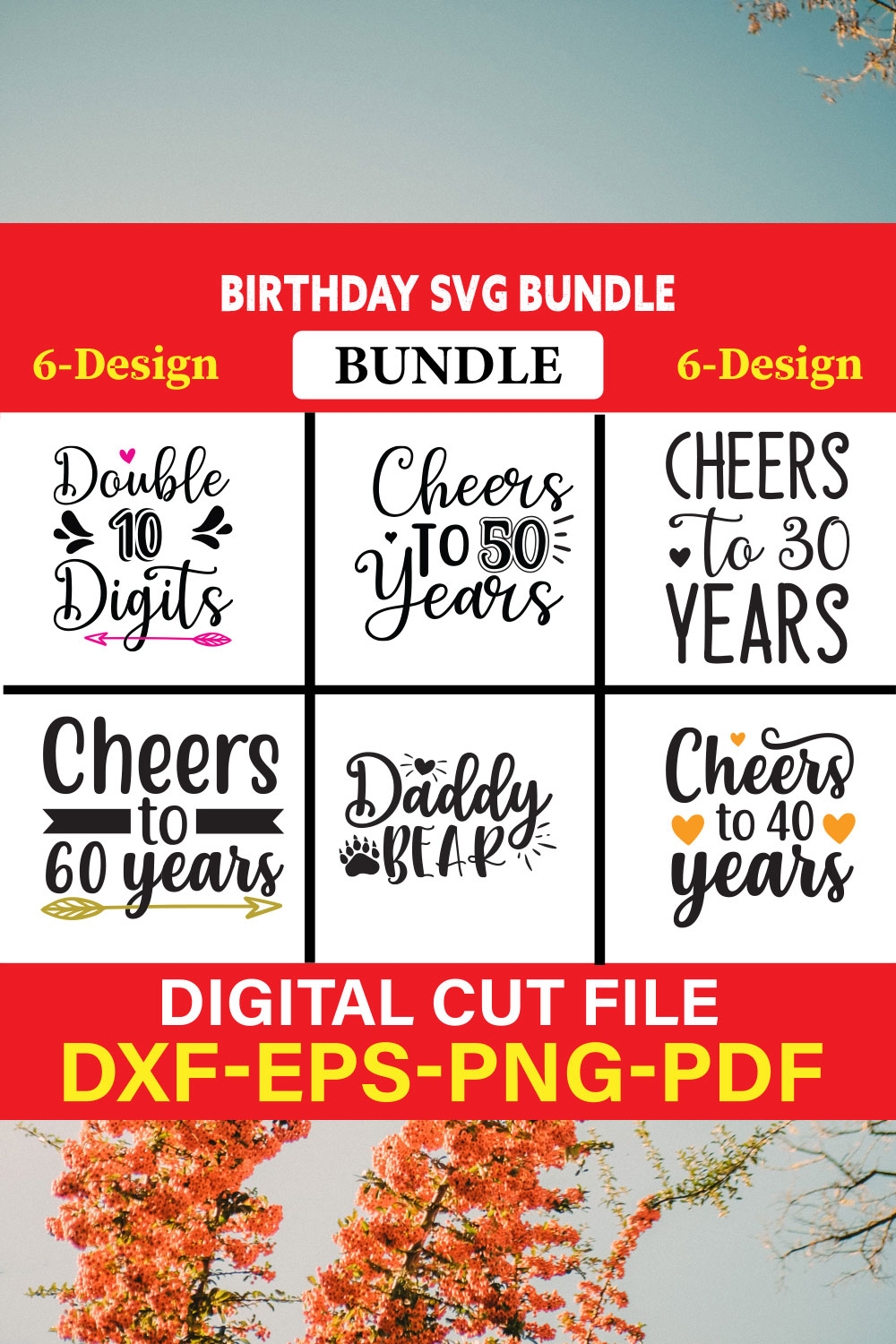 Birthday T-shirt Design Bundle Vol-5 pinterest preview image.