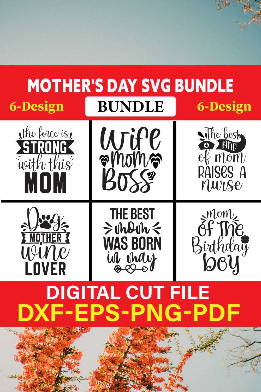 Mother's Day T-shirt Design Bundle Vol-11 pinterest preview image.