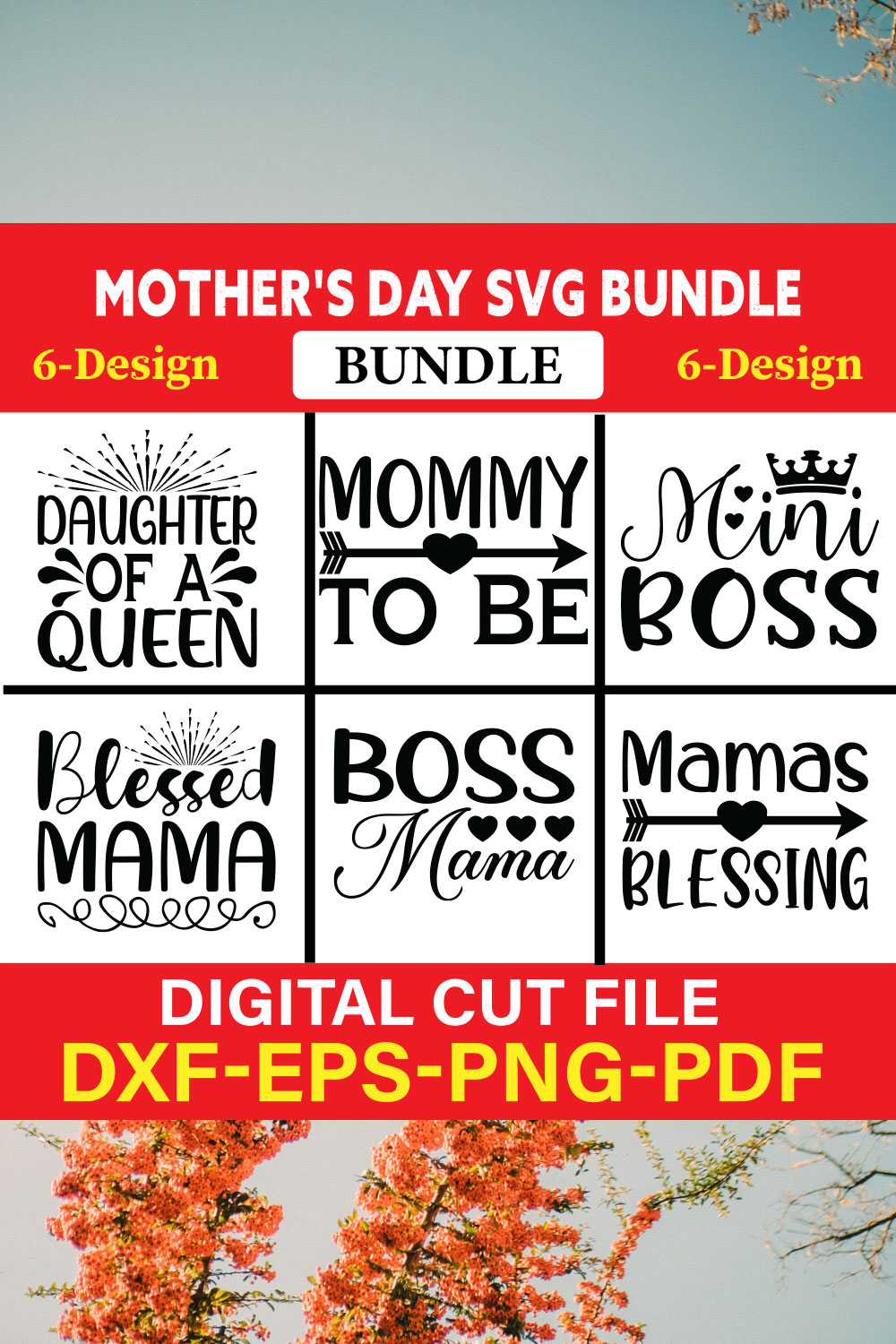 Mother's Day T-shirt Design Bundle Vol-3 pinterest preview image.