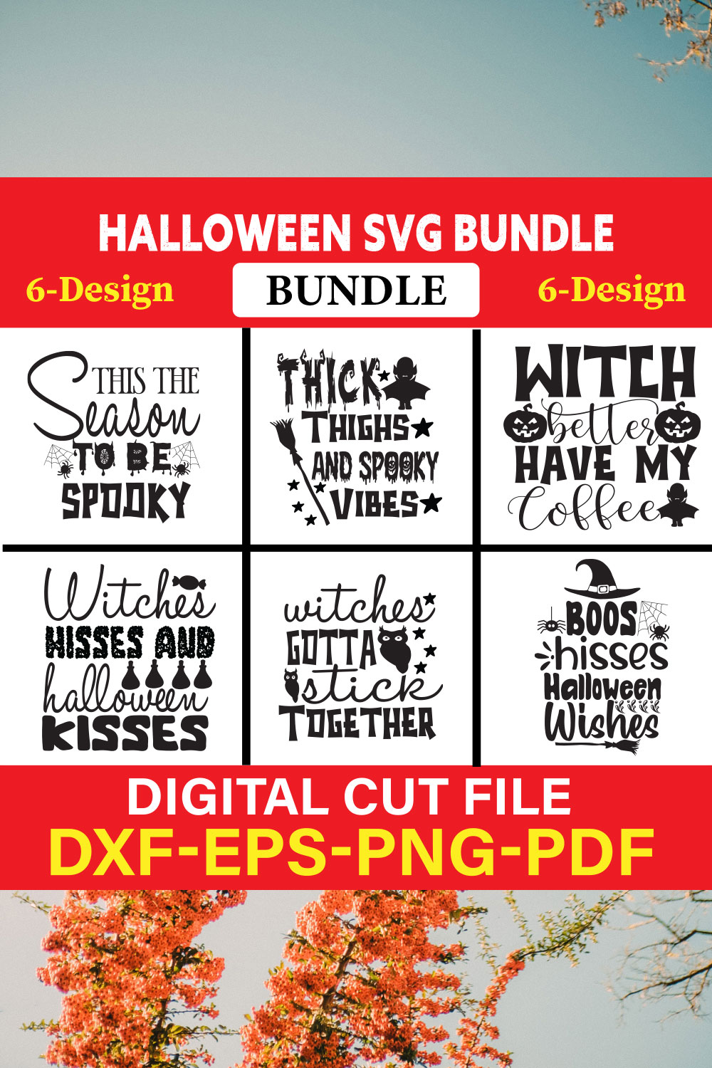 Halloween T-shirt Design Bundle Vol-10 pinterest preview image.