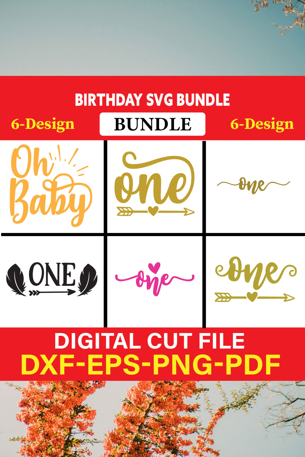 Birthday T-shirt Design Bundle Vol-12 pinterest preview image.