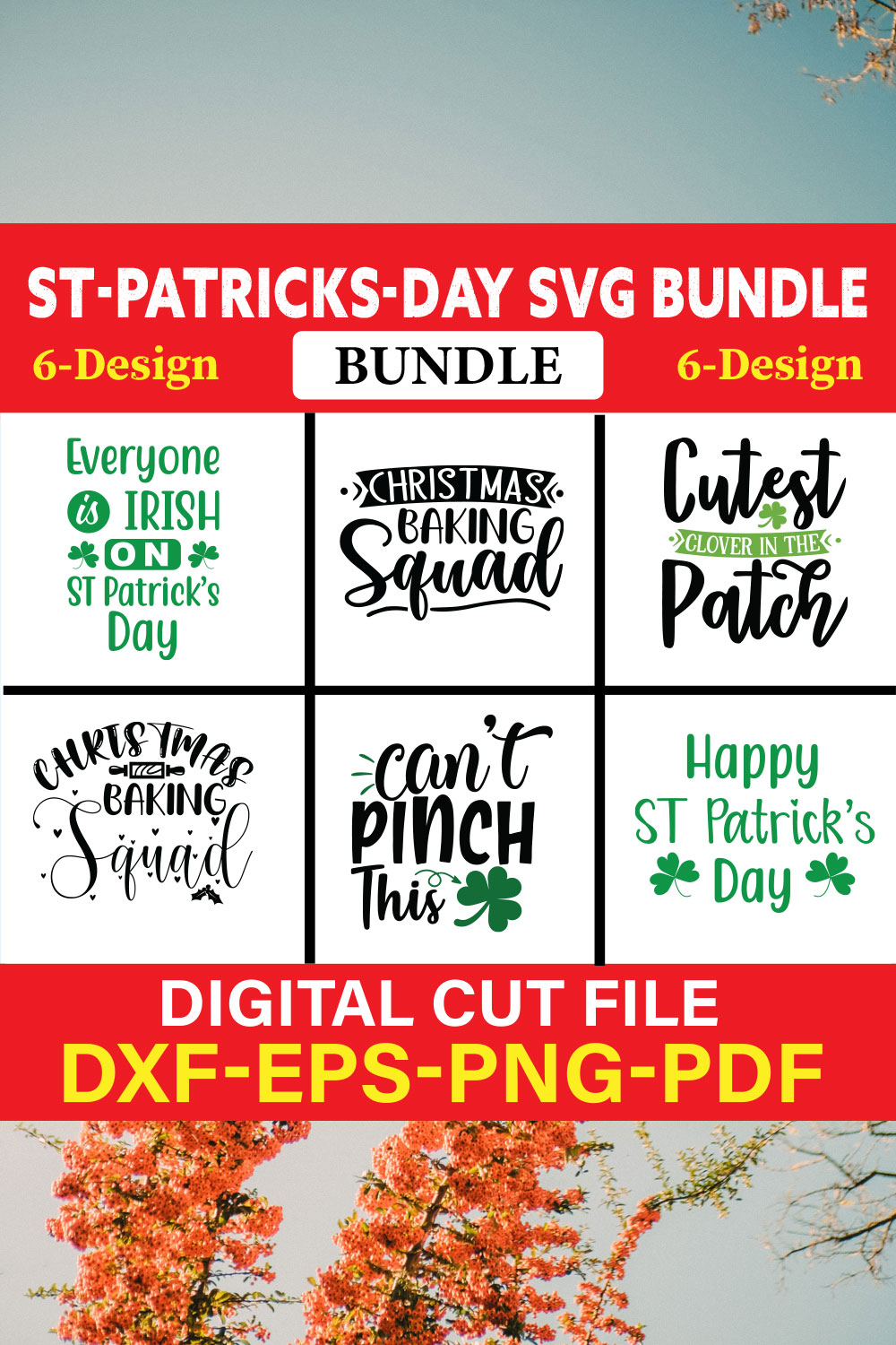 St-Patricks Day T-shirt Design Bundle Vol-1 pinterest preview image.