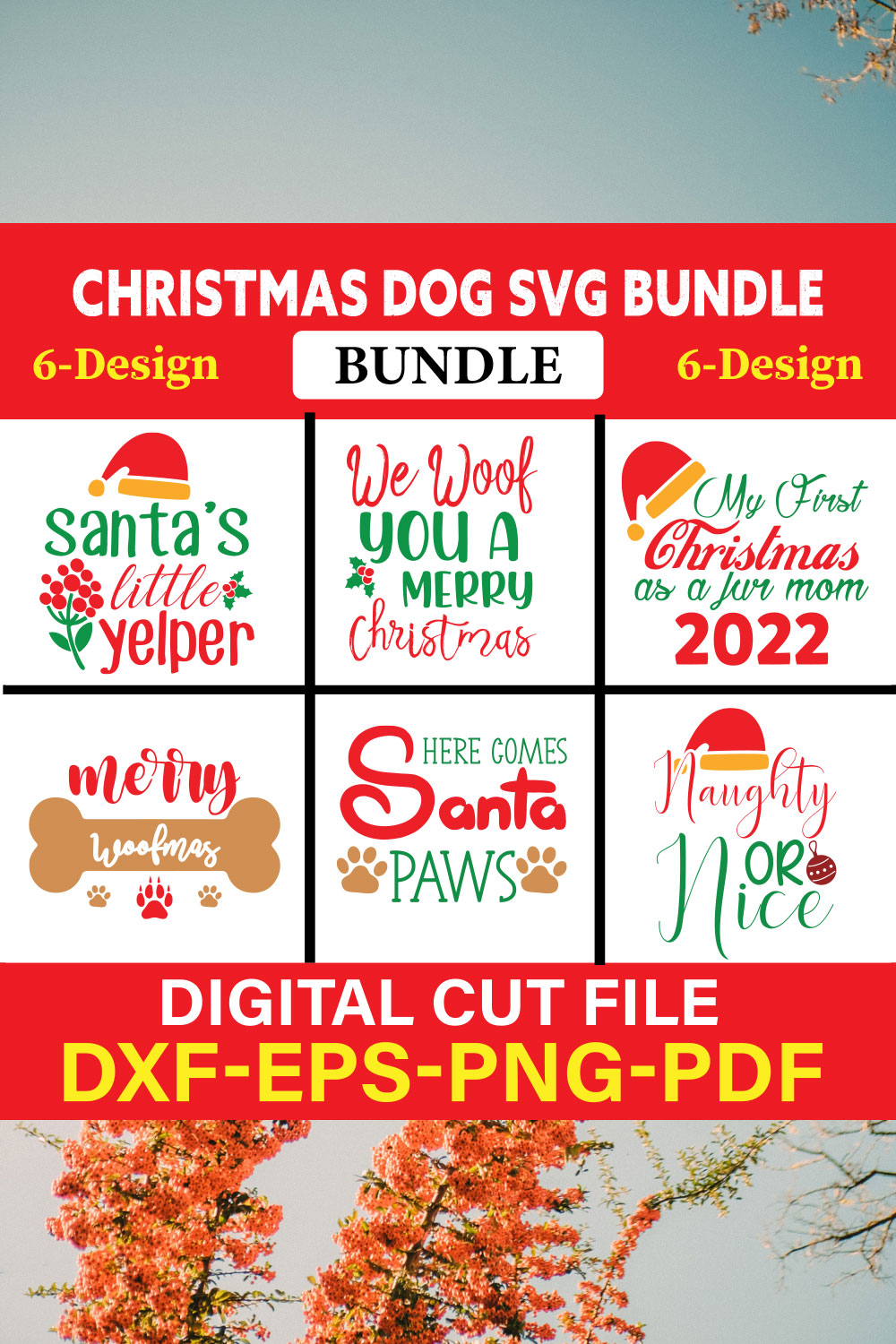 Pet Christmas Svg Bundle, Dog Christmas Svg, Dog Christmas Clipart, Christmas svg vol-03 pinterest preview image.