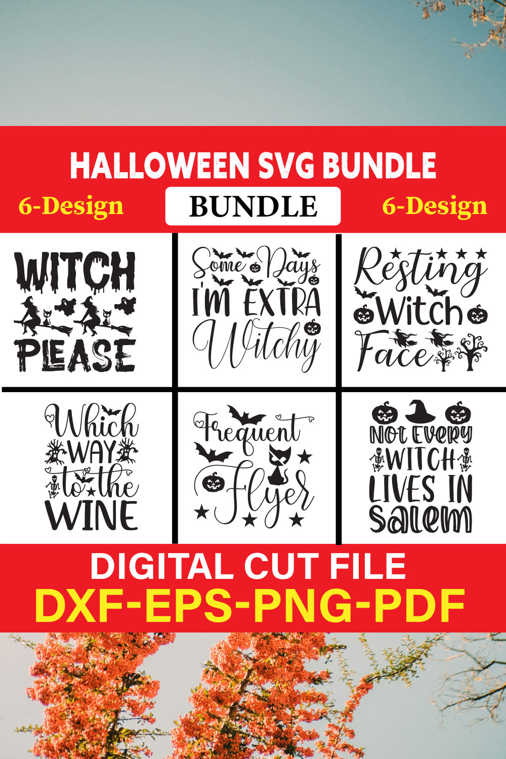 Halloween T-shirt Design Bundle Vol-12 pinterest preview image.