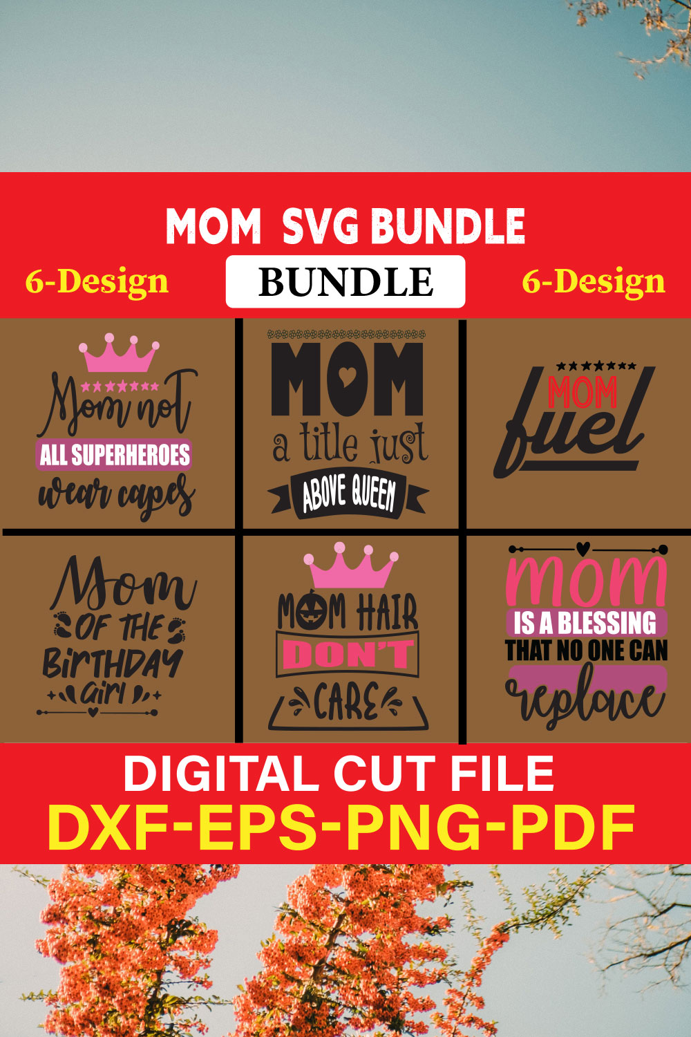 Mom T-shirt Design Bundle Vol-6 pinterest preview image.