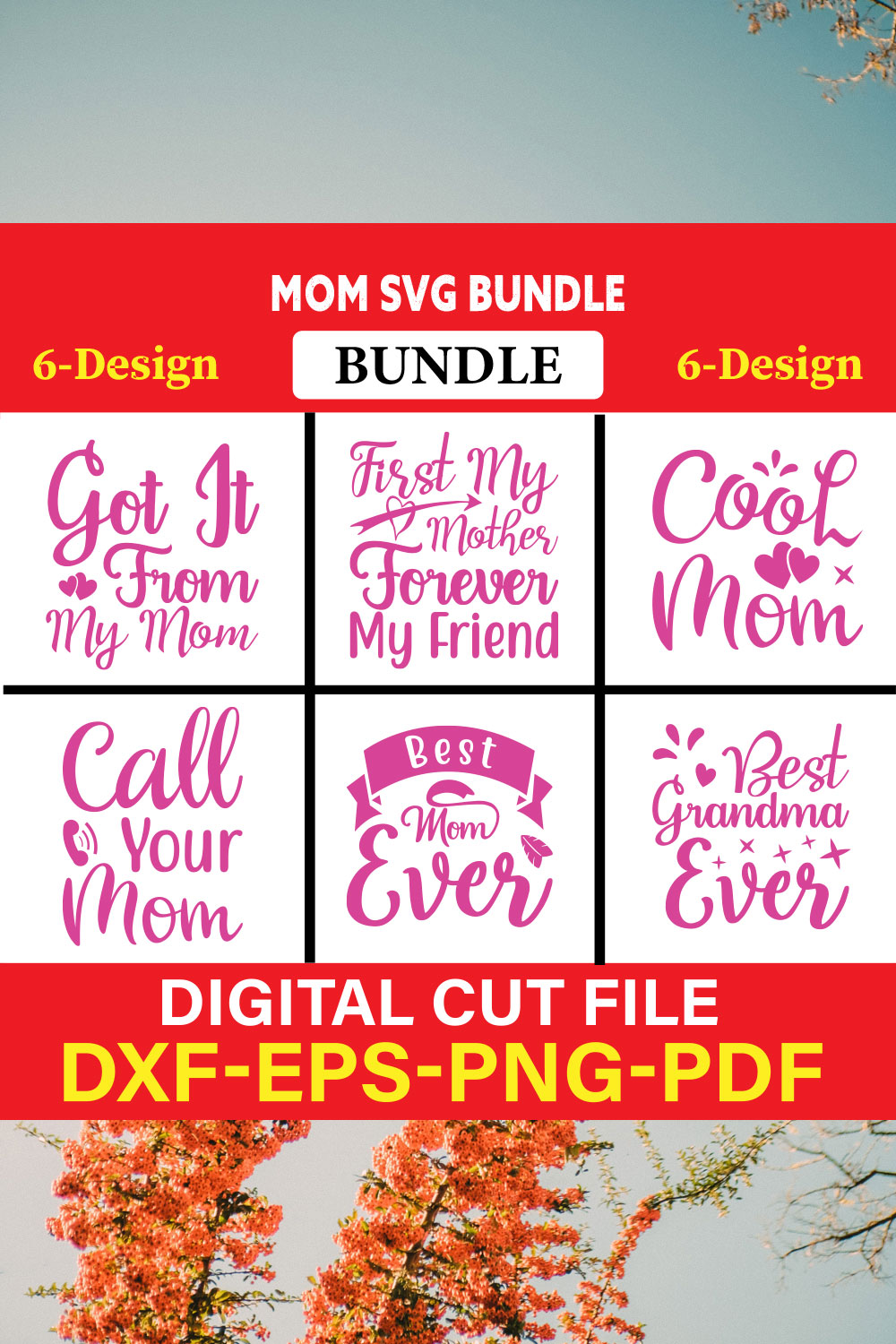 Mom T-shirt Design Bundle Vol-12 pinterest preview image.
