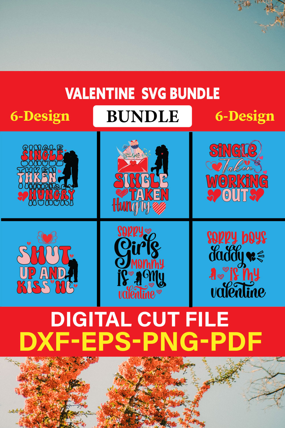 Valentine T-shirt Design Bundle Vol-21 pinterest preview image.