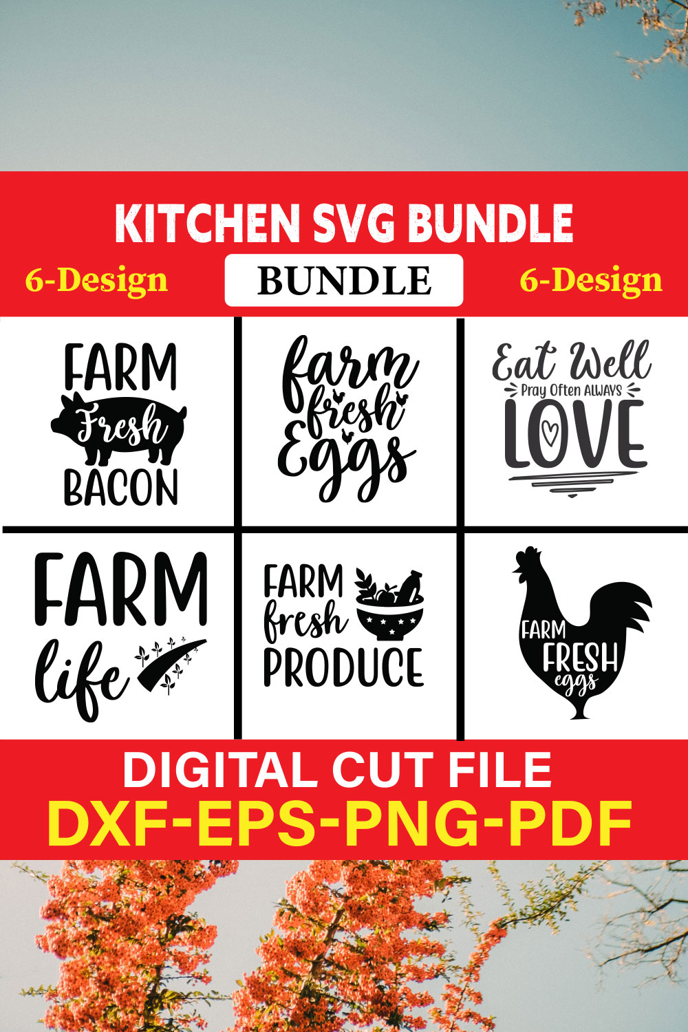 Kitchen T-shirt Design Bundle Vol-4 pinterest preview image.