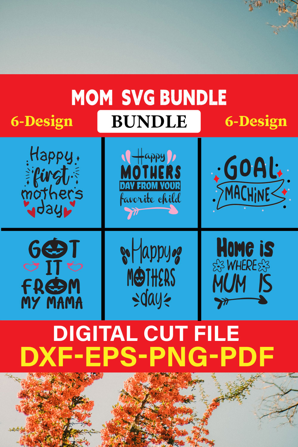 Mom T-shirt Design Bundle Vol-3 pinterest preview image.