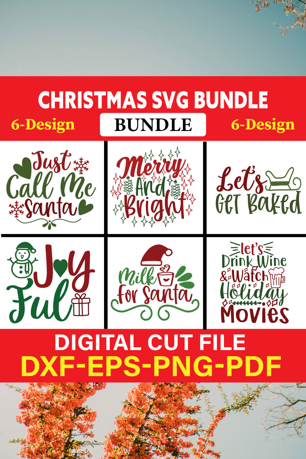 Christmas T-shirt Design Bundle Vol-23 pinterest preview image.