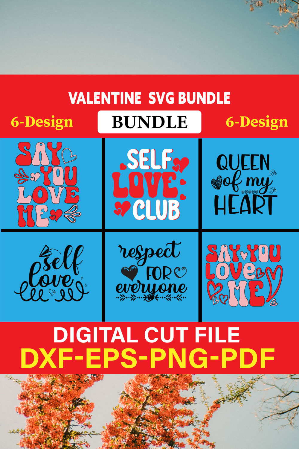 Valentine T-shirt Design Bundle Vol-20 pinterest preview image.