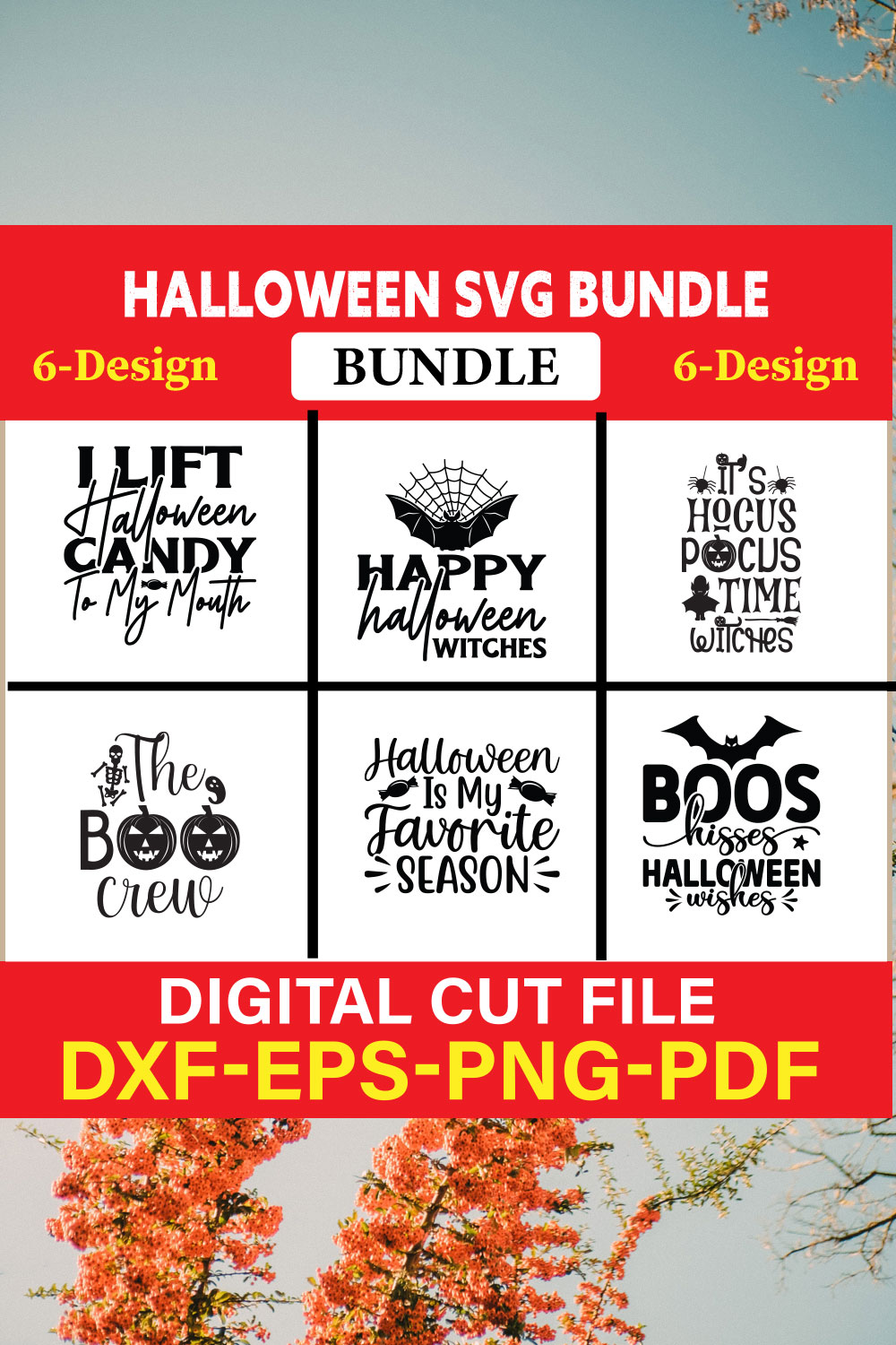 Halloween Svg Bundle, Halloween Bundle, Witch svg, Ghost svg, Pumpkin svg, Halloween Vector, Cricut, Funny Mom Svg Vol-17 pinterest preview image.