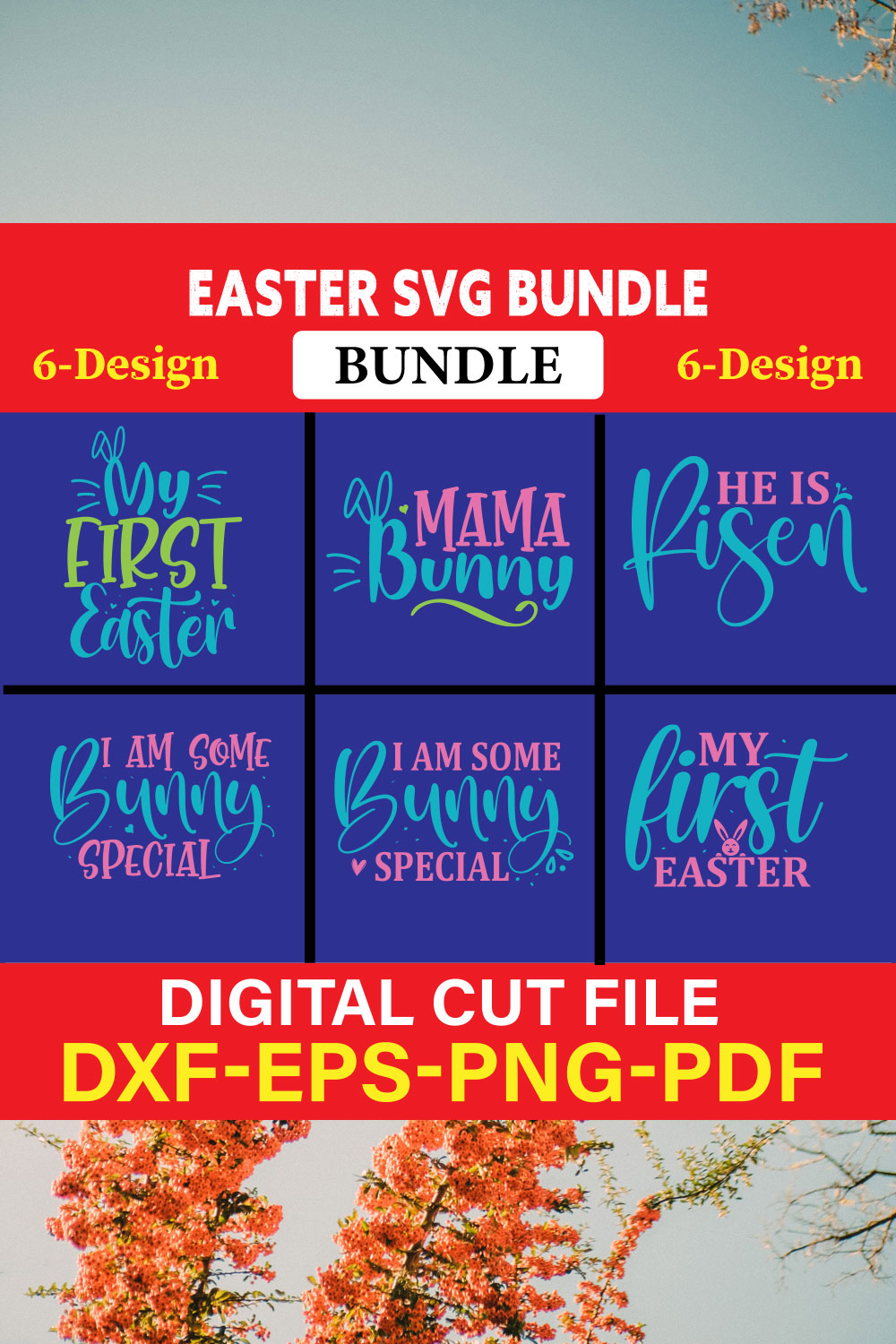 Easter T-shirt Design Bundle Vol-4 pinterest preview image.