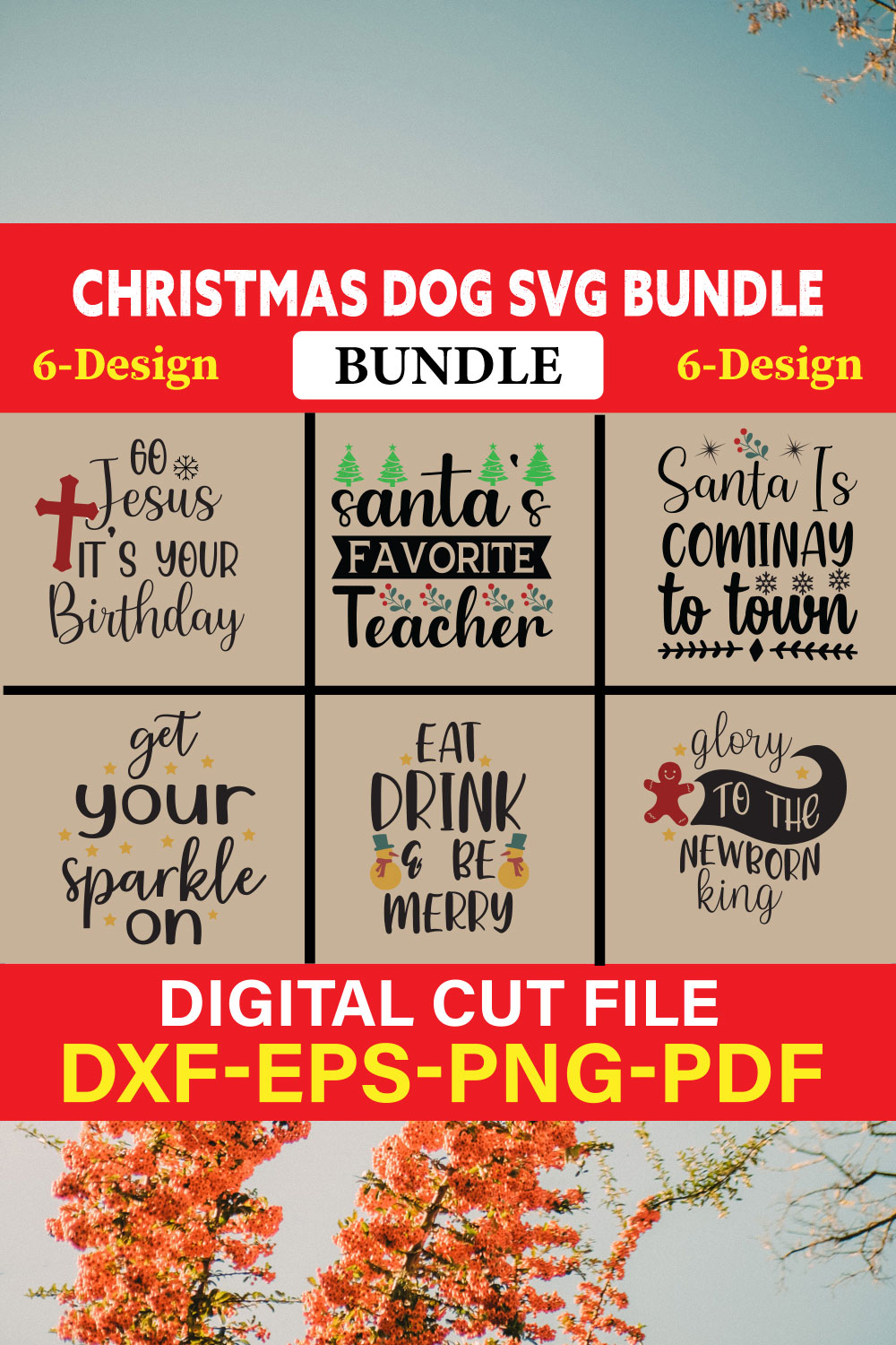 Christmas SVG Bundle / Funny Christmas SVG / Cut File vol-12 pinterest preview image.