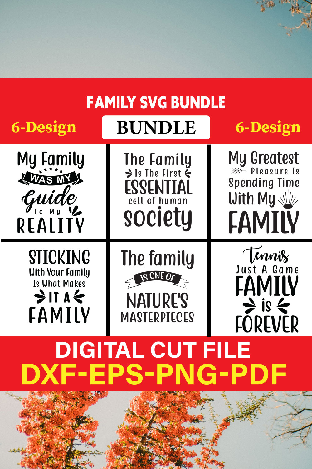 Family T-shirt Design Bundle Vol-3 pinterest preview image.