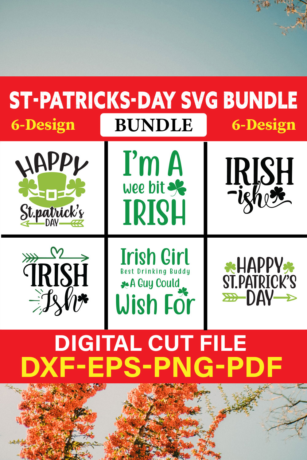 St-Patricks Day T-shirt Design Bundle Vol-2 pinterest preview image.
