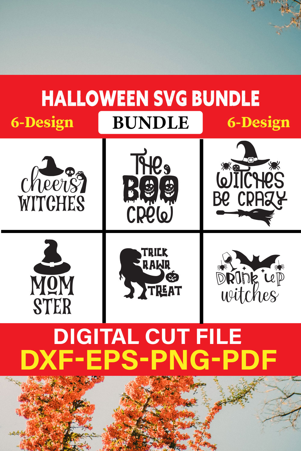 Halloween T-shirt Design Bundle Vol-15 pinterest preview image.