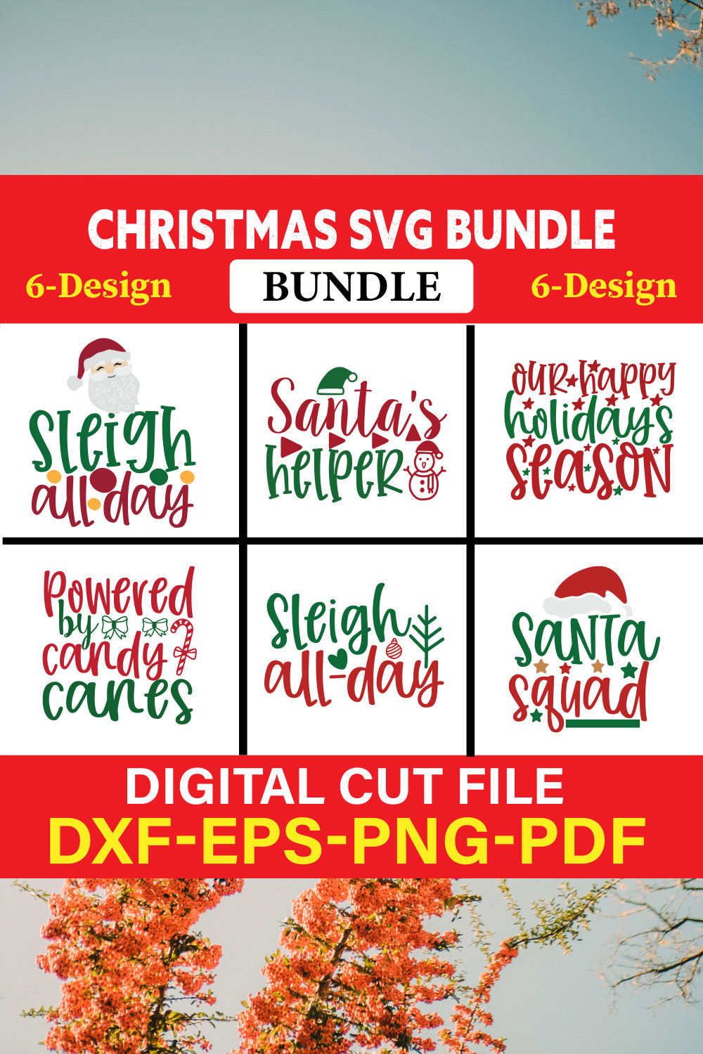 Christmas T-shirt Design Bundle Vol-45 pinterest preview image.