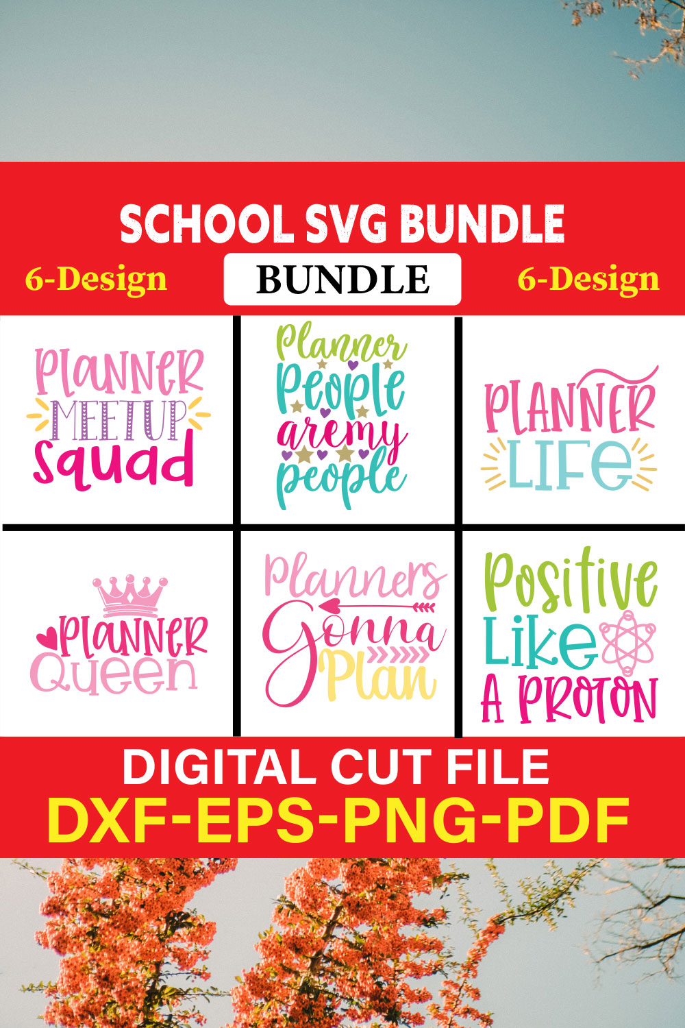 School T-shirt Design Bundle Vol-14 pinterest preview image.