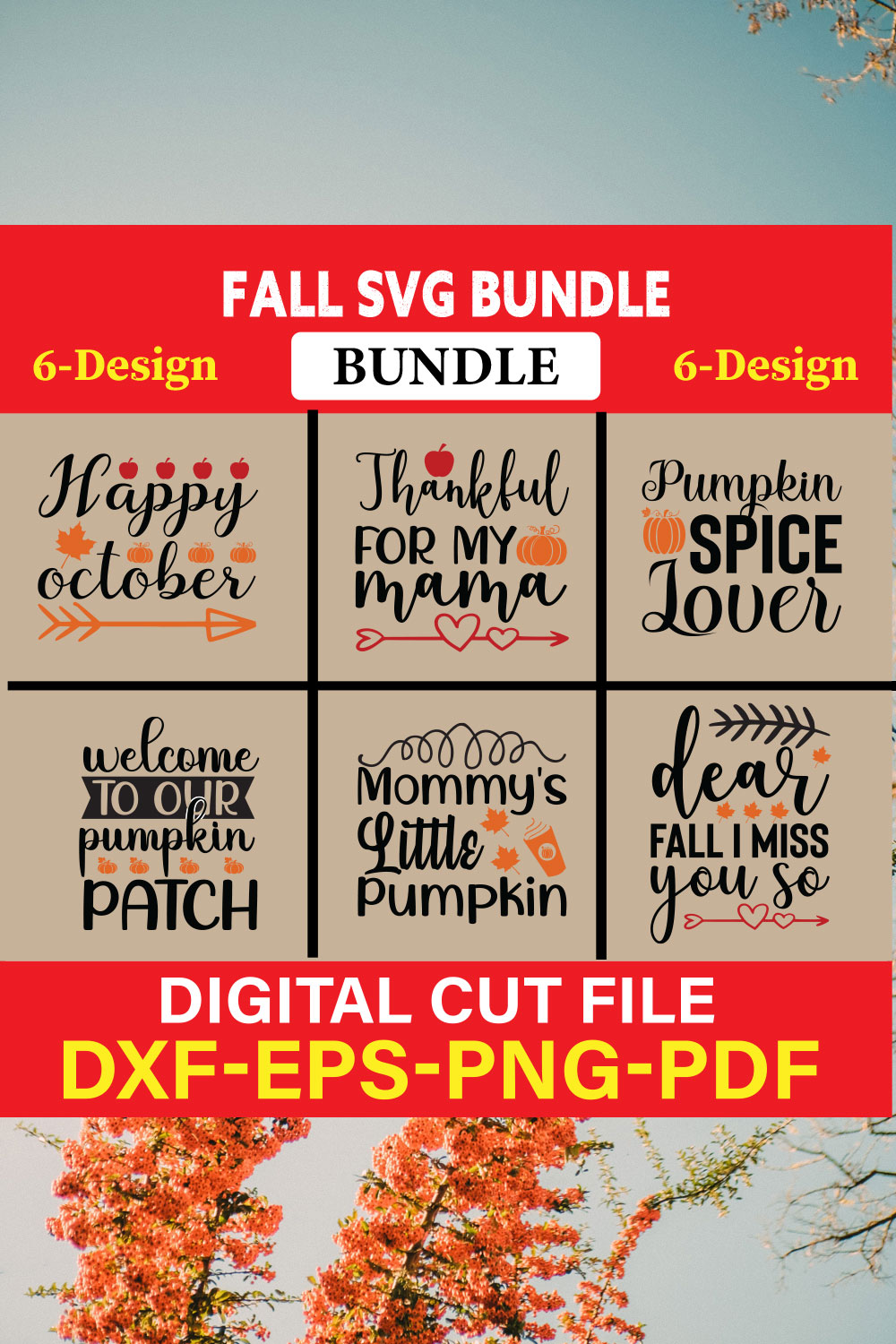 Fall SVG, Fall SVG Bundle, Autumn Svg, Thanksgiving Svg, Fall Svg Designs, Fall Sign, Autumn Bundle Svg, Vol-08 pinterest preview image.