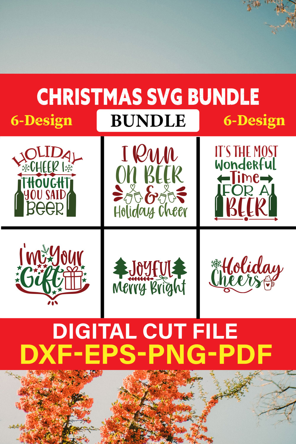 Christmas T-shirt Design Bundle Vol-22 pinterest preview image.