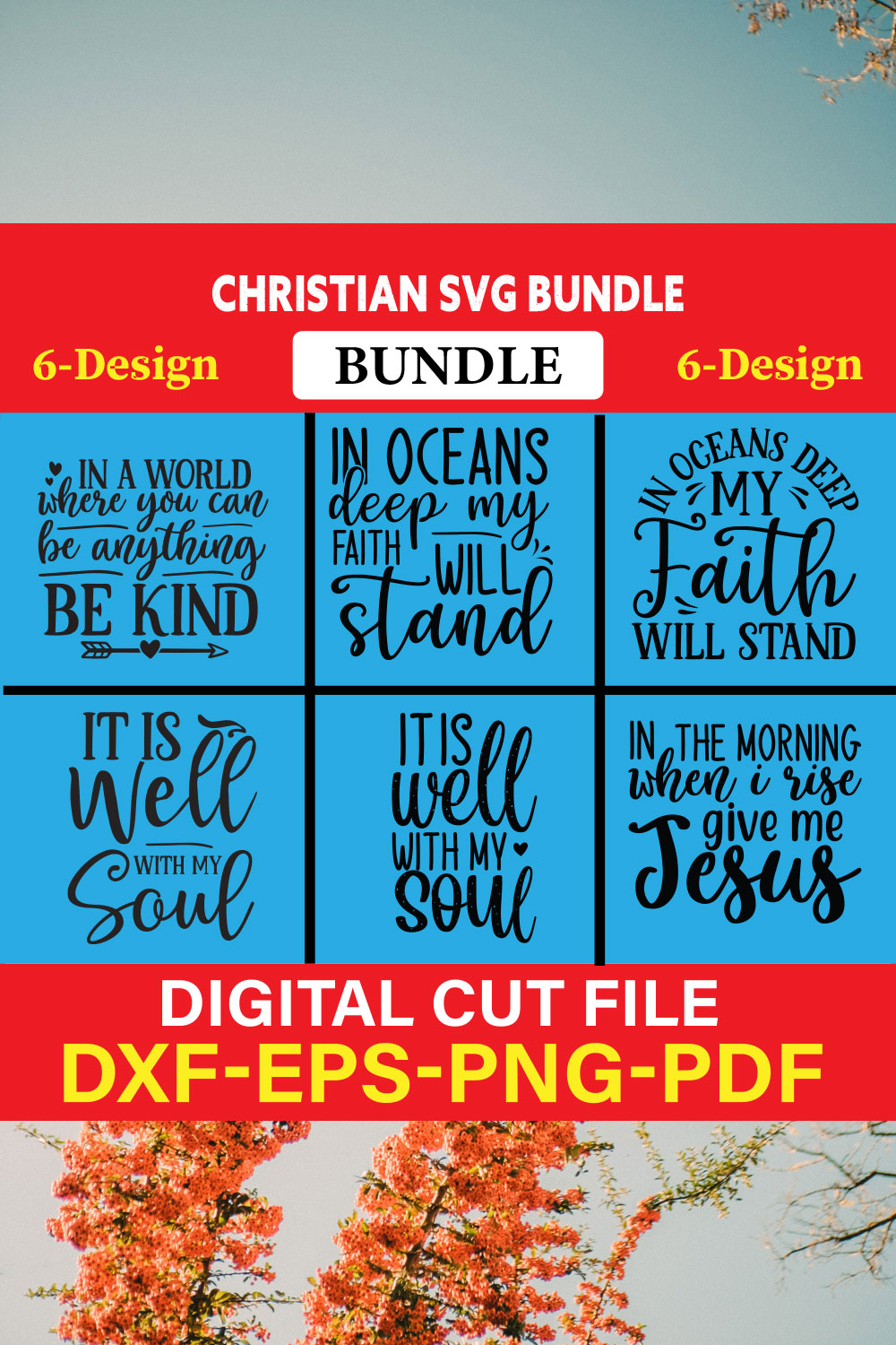 Christian T-shirt Design Bundle Vol-13 pinterest preview image.