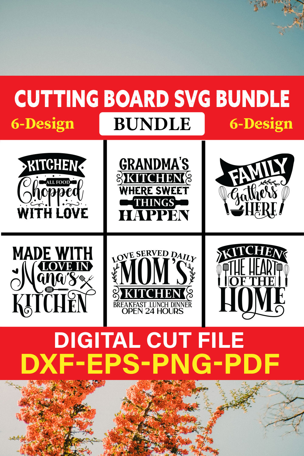 Cutting Board T-shirt Design Bundle Vol-9 pinterest preview image.