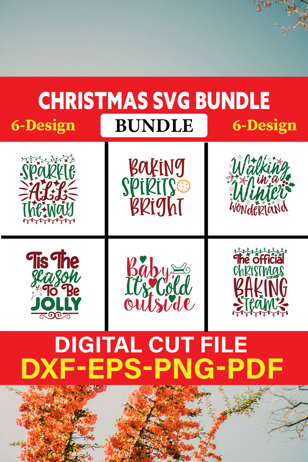 Christmas T-shirt Design Bundle Vol-39 pinterest preview image.