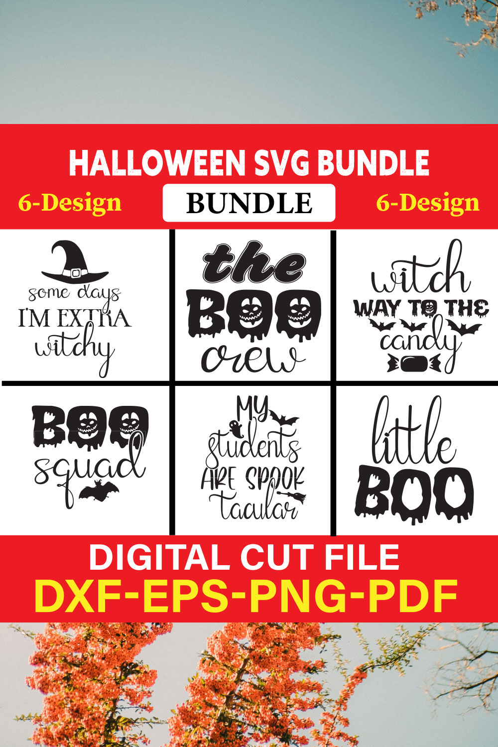 Halloween T-shirt Design Bundle Vol-17 pinterest preview image.