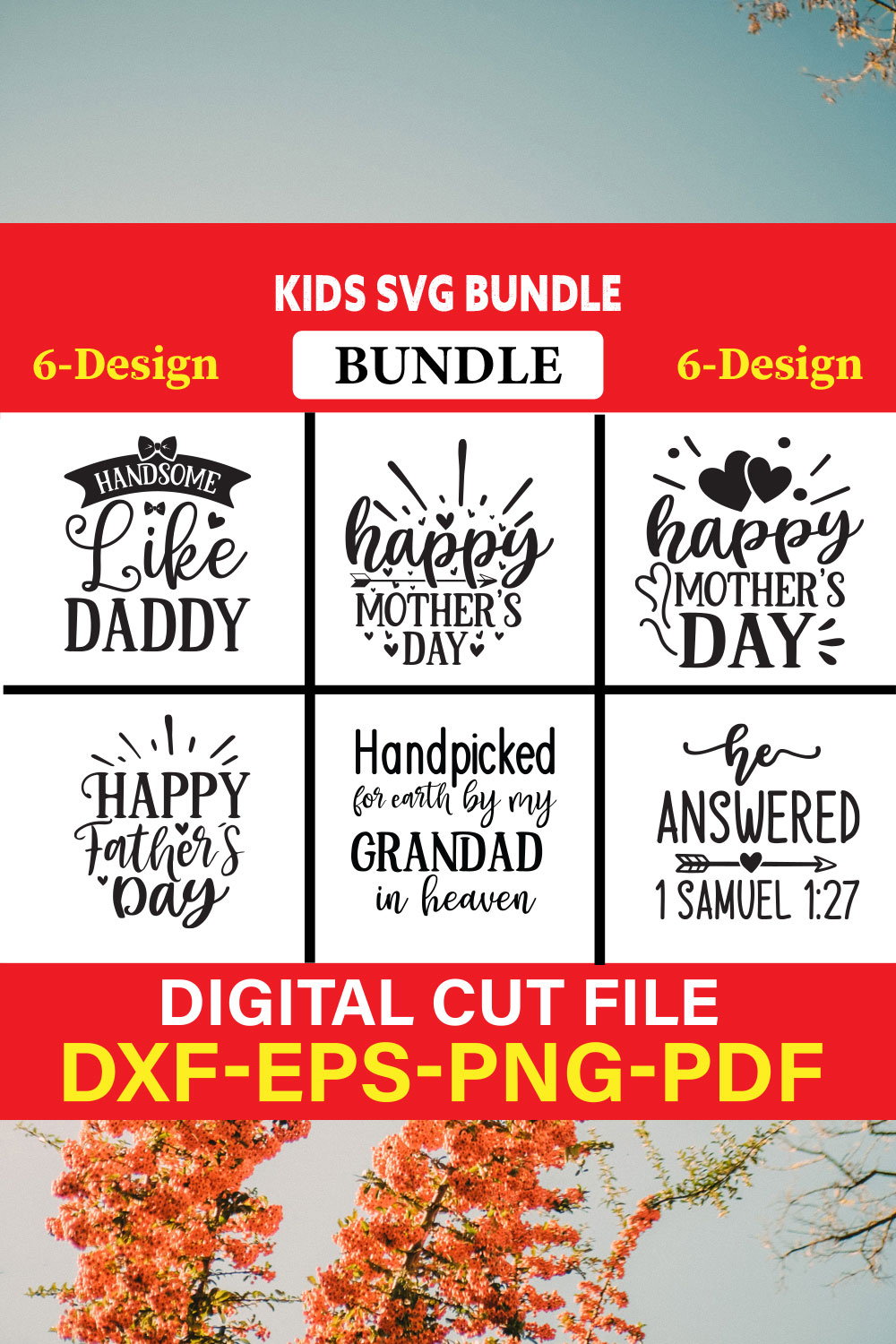 Kids T-shirt Design Bundle Vol-6 pinterest preview image.