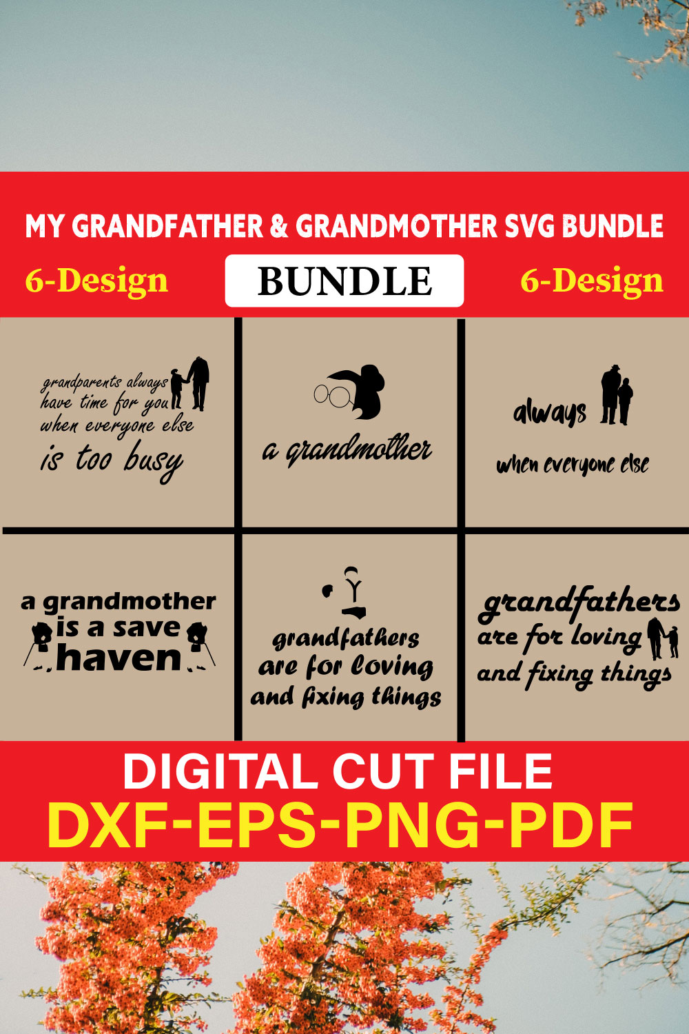 My Grandfather & Grandmother T-shirt Design Bundle Vol-5 pinterest preview image.