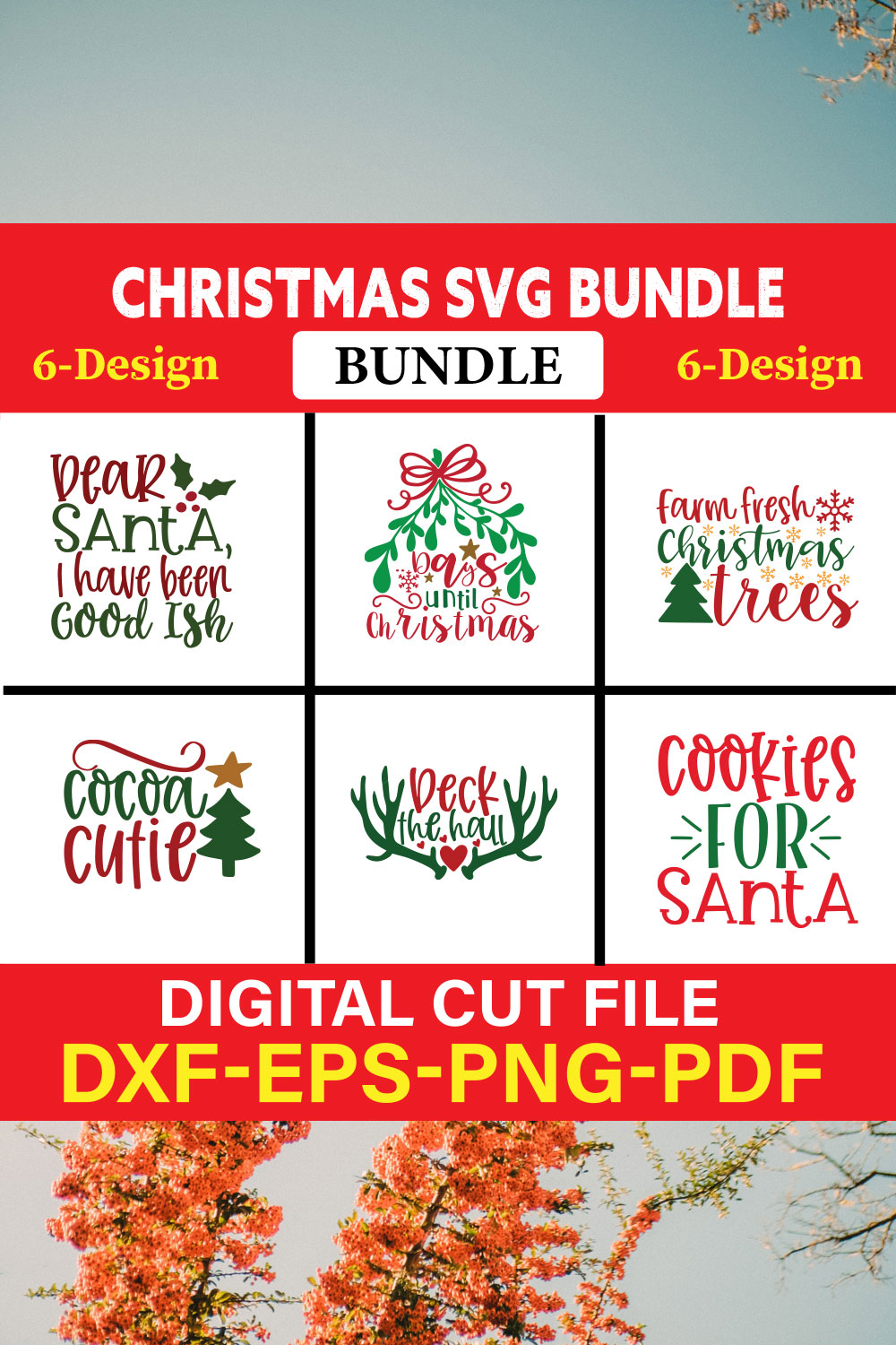 Christmas T-shirt Design Bundle Vol-27 pinterest preview image.