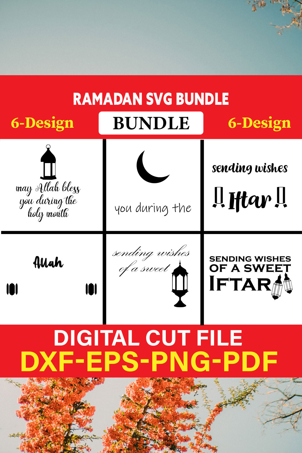Ramadan T-shirt Design Bundle Vol-6 pinterest preview image.