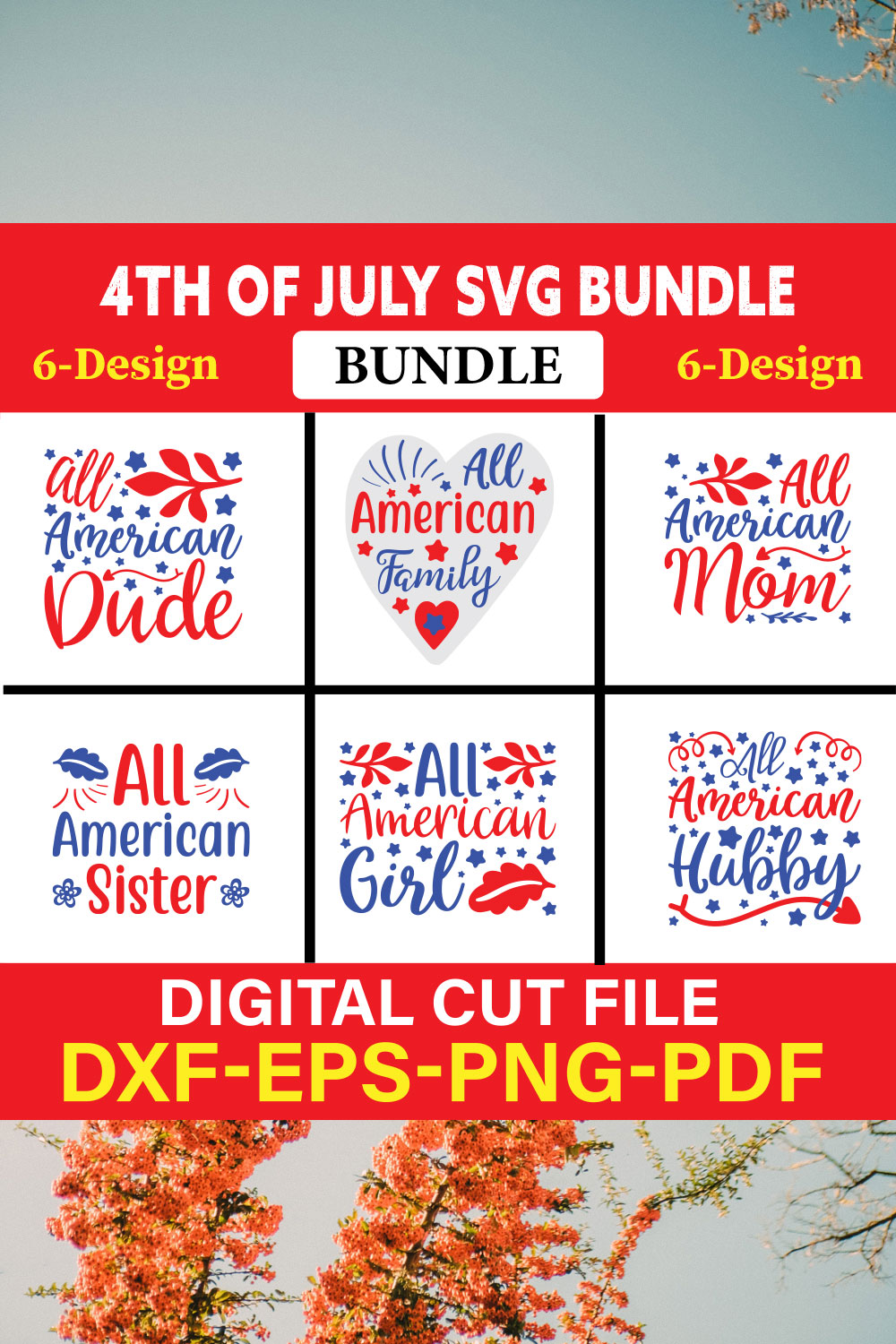 4th Of July T-shirt Design Bundle Vol-5 pinterest preview image.